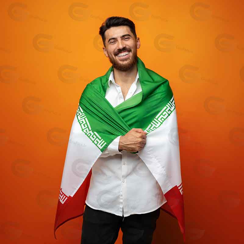 تصویر استاک جوان ایرانی و پرچم ایرانی کد 035