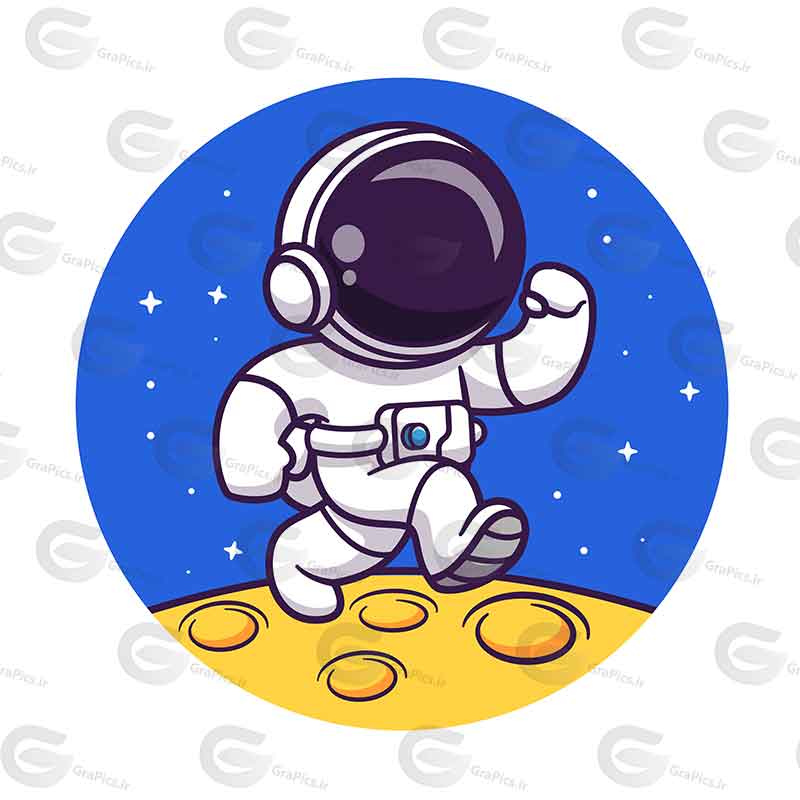 وکتور کارتونی فضانورد و کره ماه کد 222