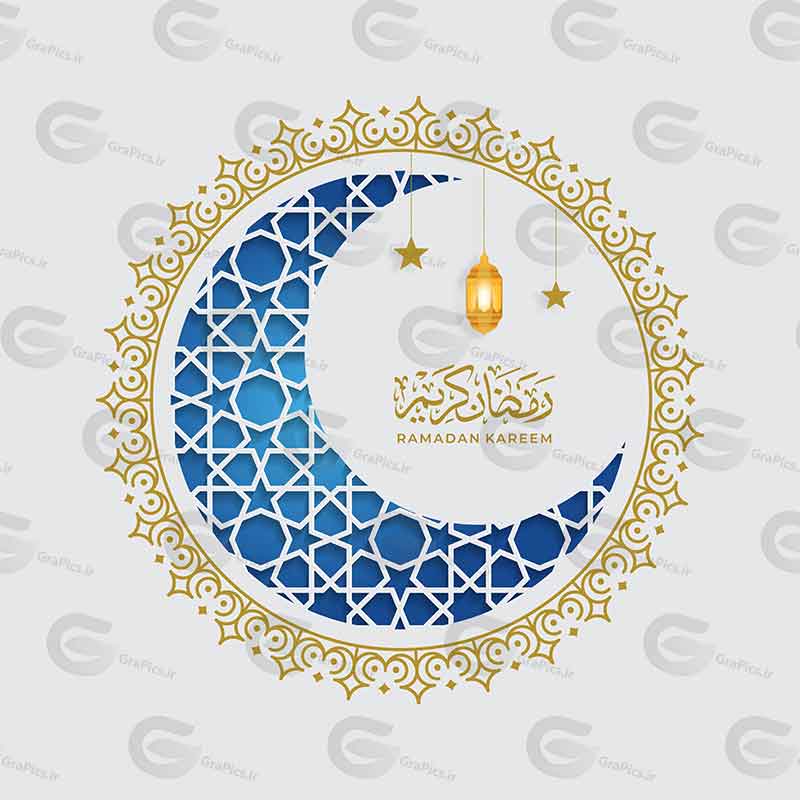 وکتور فانوس و هلال ماه مبارک رمضان کد 492