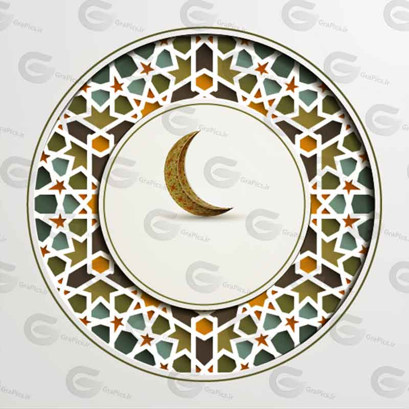 وکتور هلال طلایی ماه مبارک رمضان کد 494