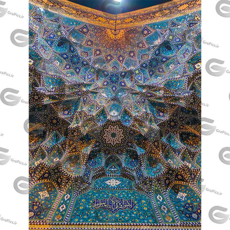 عکس استوک کاشی کاری تذهیب و اسلیمی قدیمی ایرانی کد 078